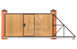 Ворота деревянные откатные 2200×3200 ЗМК-7703